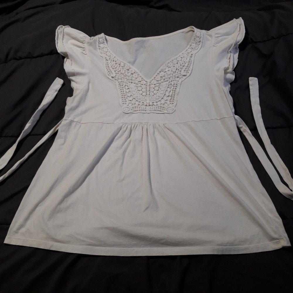 2/$15 Duo Maternity Cream Ivory Top Shirt Large …
